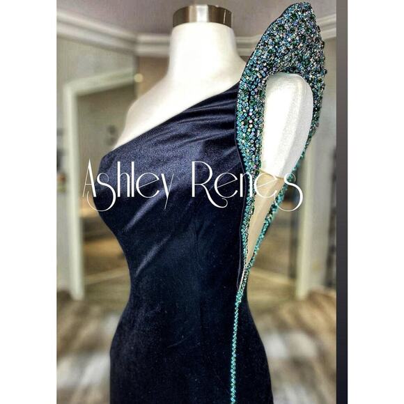 Jovani Couture Pageant Prom Dress Gown Rhinestone Black Size 2 Somers Earrings - Picture 2 of 16